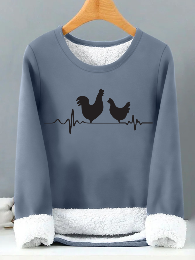 Lilicloth X Jessanjony Heart Beat Chicken Womens Warmth Fleece Sweatshirt