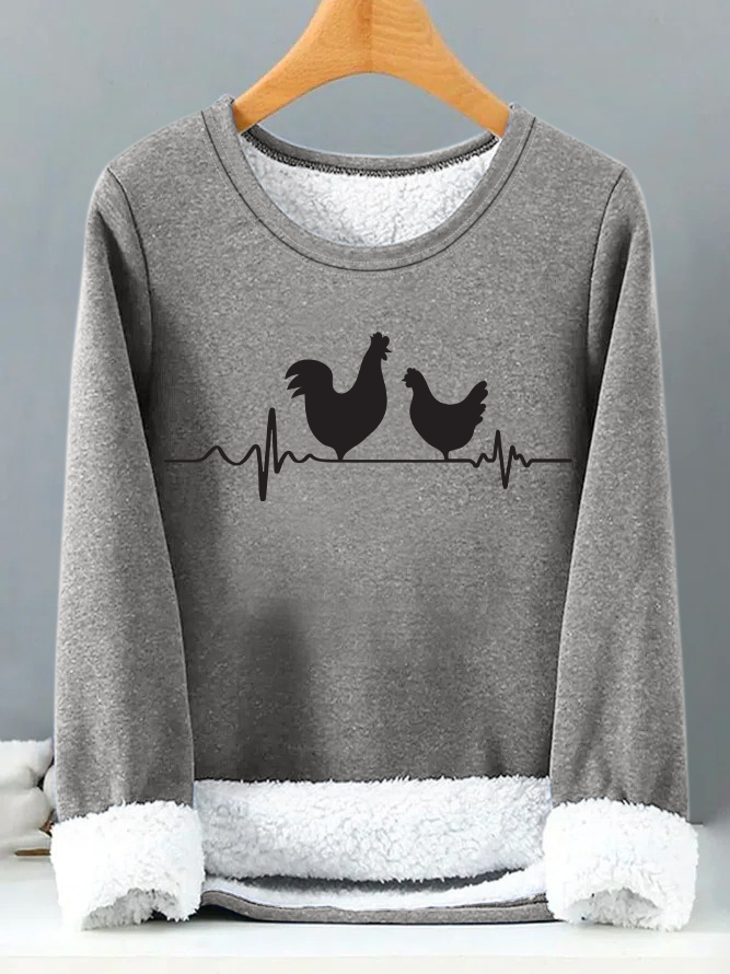 Lilicloth X Jessanjony Heart Beat Chicken Womens Warmth Fleece Sweatshirt