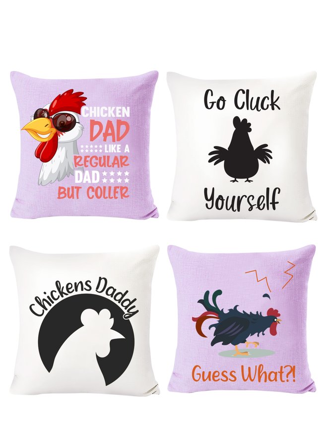 Lilicloth X Jessanjony Chicken Dad Like A Regular Dad 18x18 Set of 4 Cushion Pillow Covers, Backrest Decorations for Home