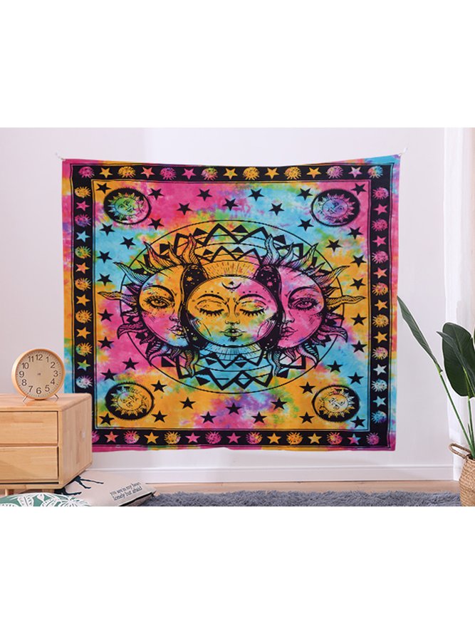 51x60 Sun And Moon Tree Of Life Tapestry Fireplace Art For Backdrop Blanket Home Festival Decor