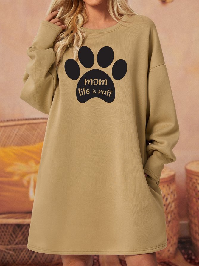 Lilicloth X Jessanjony Cat Paw Dog Paw Mom Life Is Ruff Womens Sweatshirt Dress