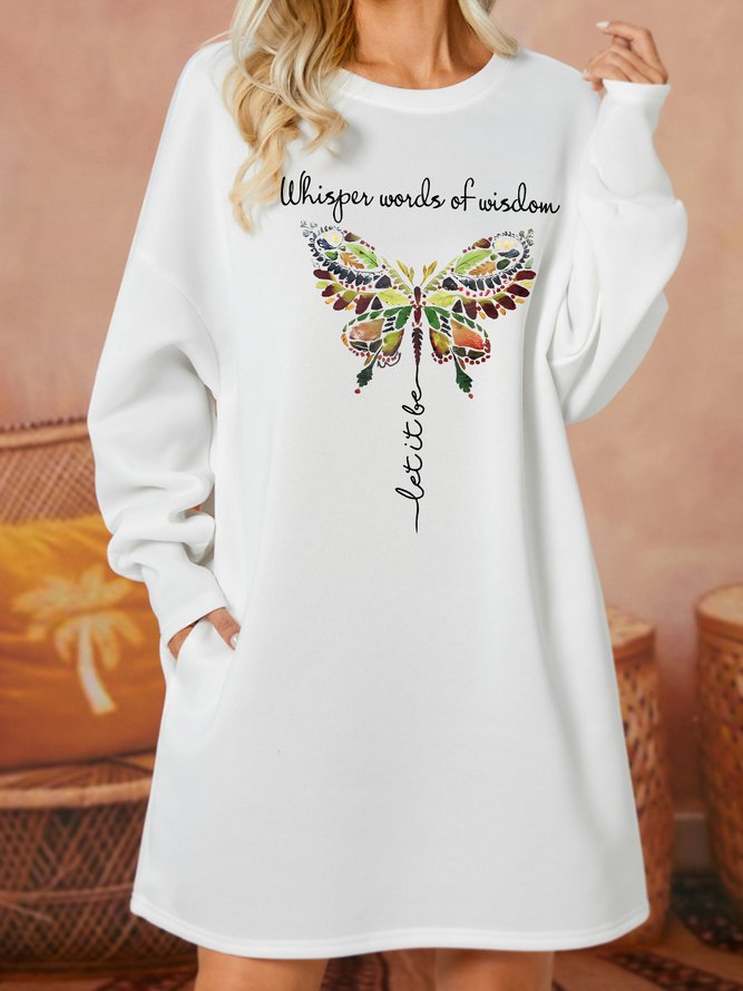 Women's Faith Casual Butterfly Crew Neck Loose Dress