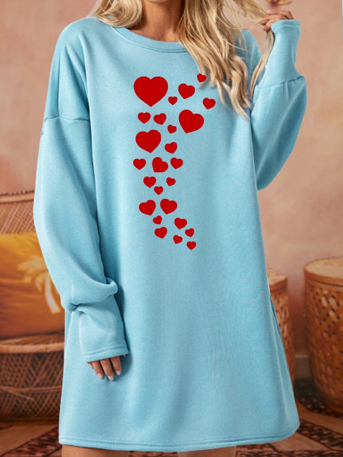 Womens Valentine‘s Day Hearts Sweatshirt Dress