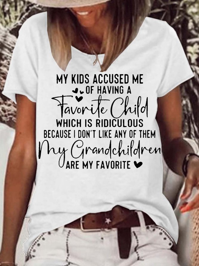 Women's My Kids Accused Me Print Grandma Crew Neck Casual T-Shirt