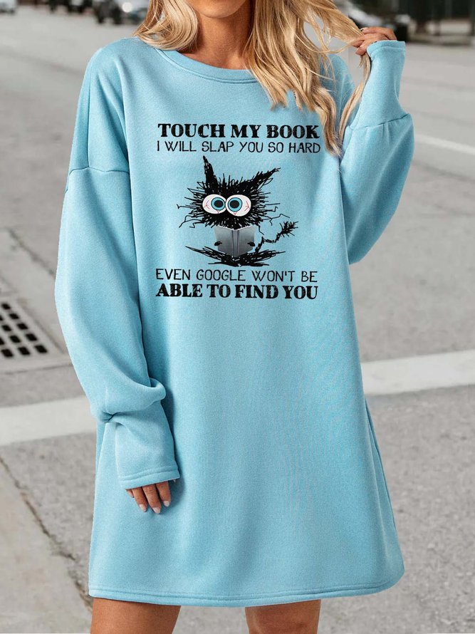 Women's Funny Coffee Letter Grumpy Cat Casual Dress