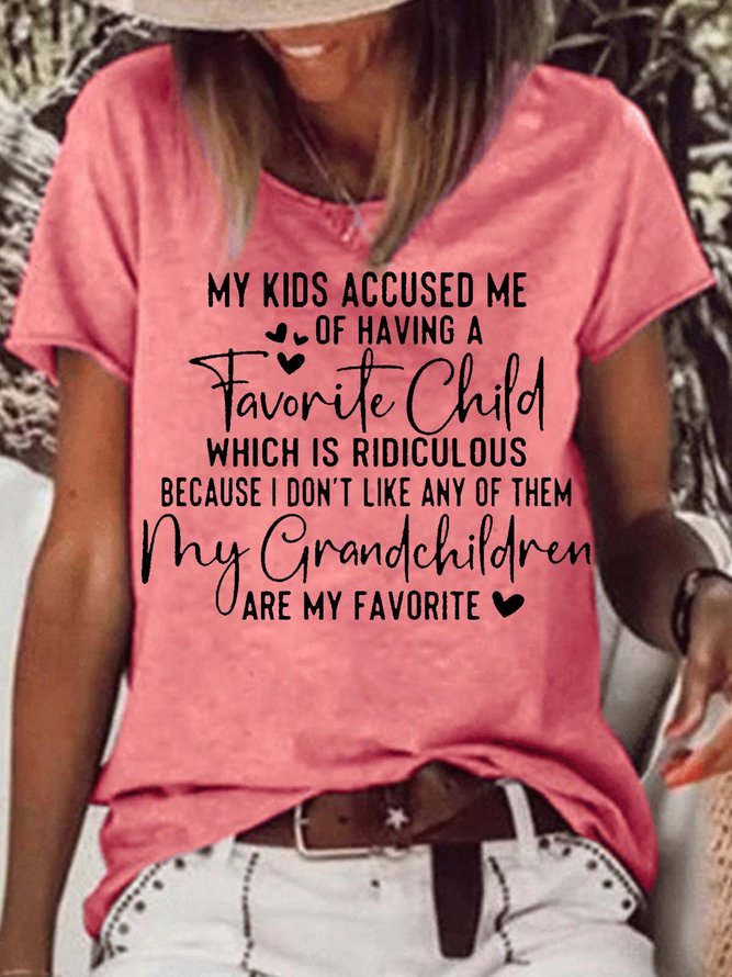 Women's My Kids Accused Me Print Grandma Crew Neck Casual T-Shirt