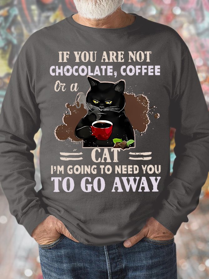 Men's I Am Going To Need You To Go Away Grumpy Cat Funny Graphics Print Casual Loose Text Letters Sweatshirt