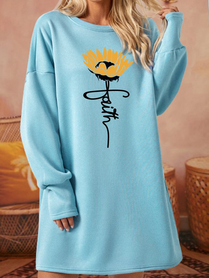 Sunflower With Faith Womens Sweatshirt Dress
