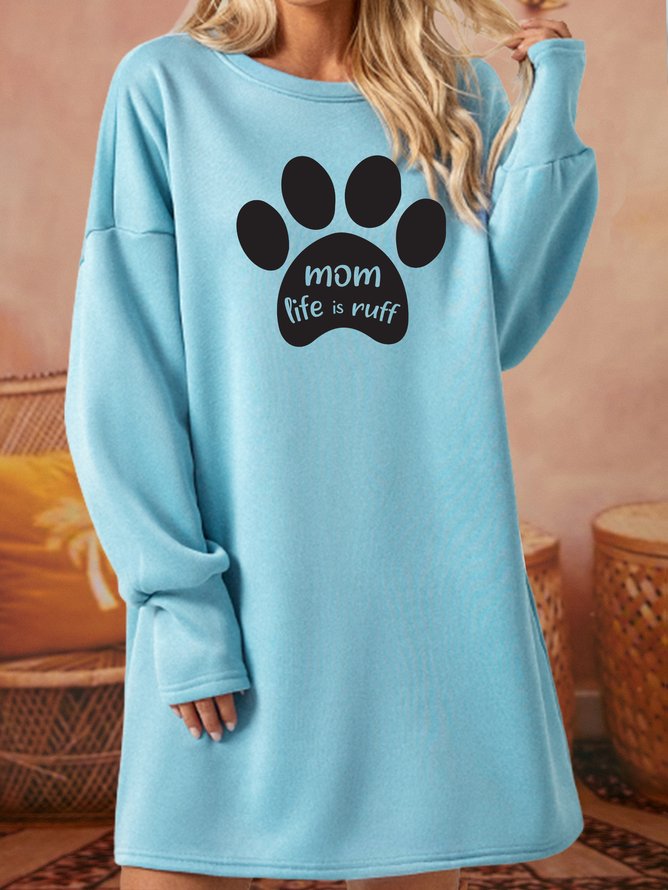 Lilicloth X Jessanjony Cat Paw Dog Paw Mom Life Is Ruff Womens Sweatshirt Dress