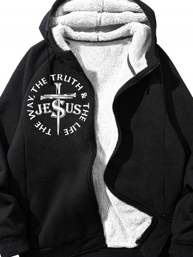 Men’s The Way The Truth The Life Jesus Text Letters Casual Loose Sweatshirt