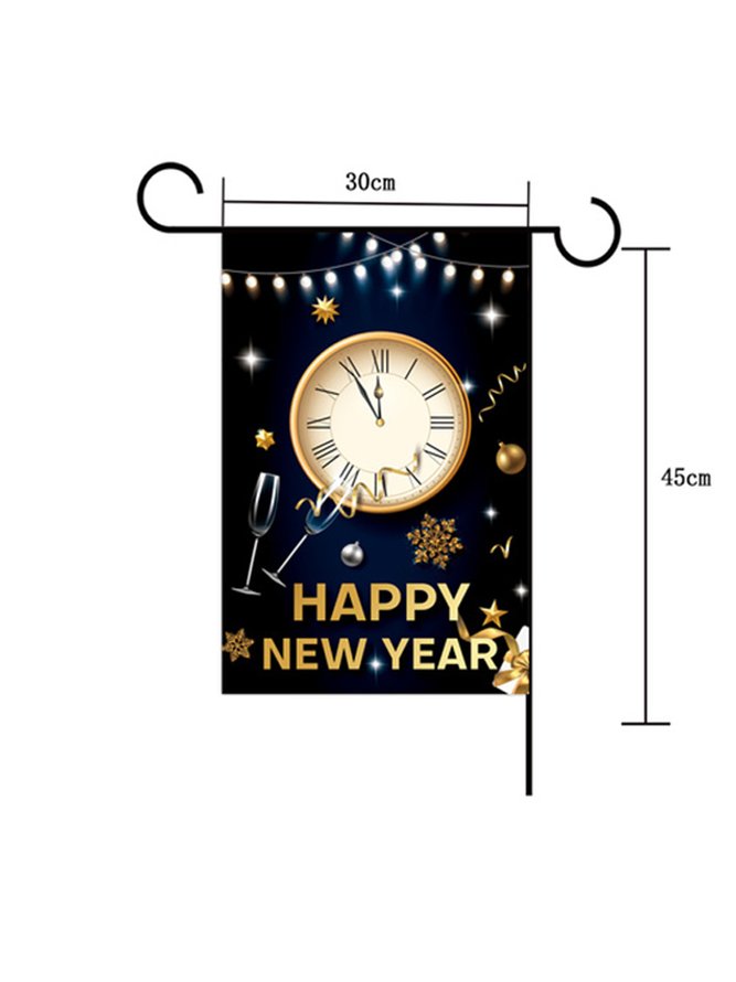 12 x 18 Double Sided Happy New Year Welcome Garden Flag Burlap Yard Flag Printed Holiday Outdoor Decor Flag