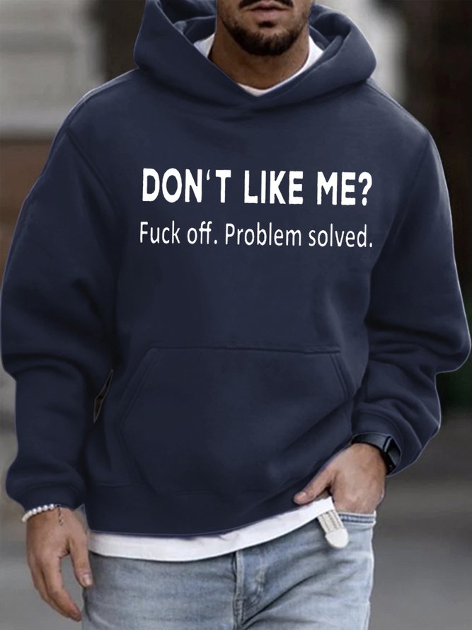Men's Don't Like Me Problem Solved Funny Graphic Print Loose Casual Text Letters Hoodie Sweatshirt