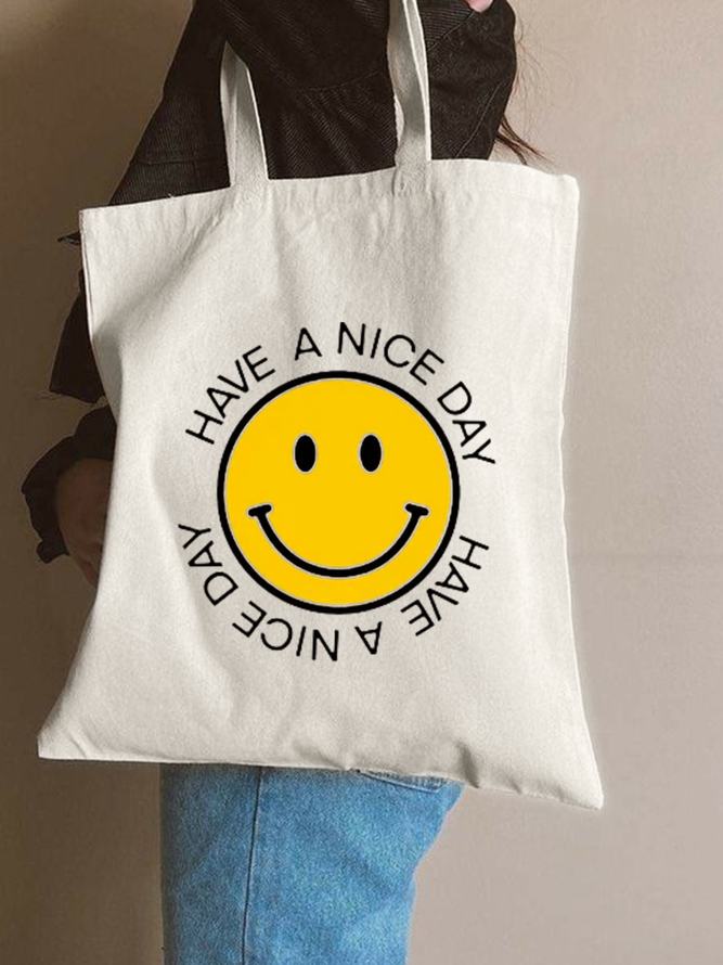 Have A Nice Day Smile Face Graphic Casual Shopping Tote Bag