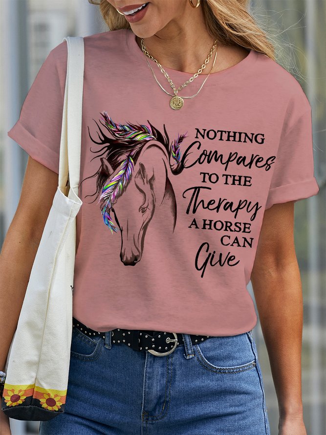 Women's The Therapy A Horse Can Give Cotton Simple T-Shirt