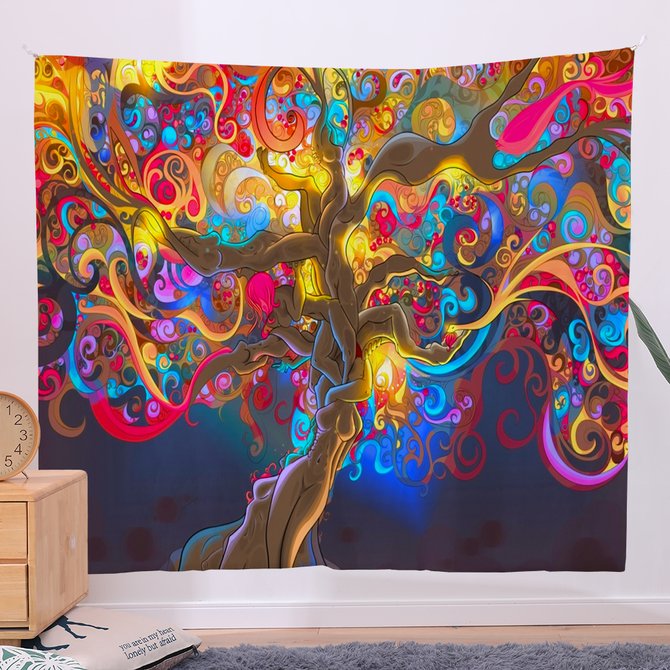 51x60 Bedroom Wood Art Tapestry Fireplace Art For Backdrop Blanket Home Festival Decor
