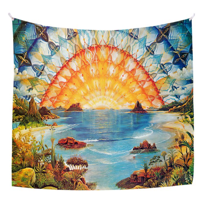 51x60 Sun Tapestry Fireplace Art For Backdrop Blanket Home Festival Decor