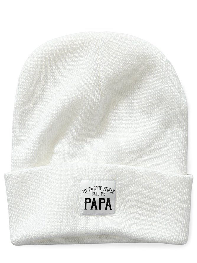 My Favorite People Call Me Papa Family Text Letters Beanie Hat