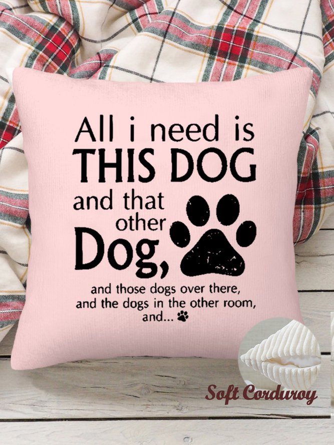 18*18 Throw Pillow Covers, Dog Soft Corduroy Cushion Pillowcase Case For Living Room