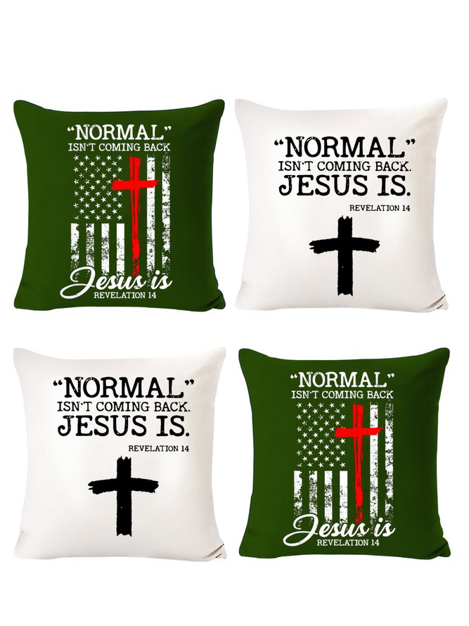 18x18 Inch Set of 4 Pillow Covers, Jesus Backrest Cushion Decorations for Home