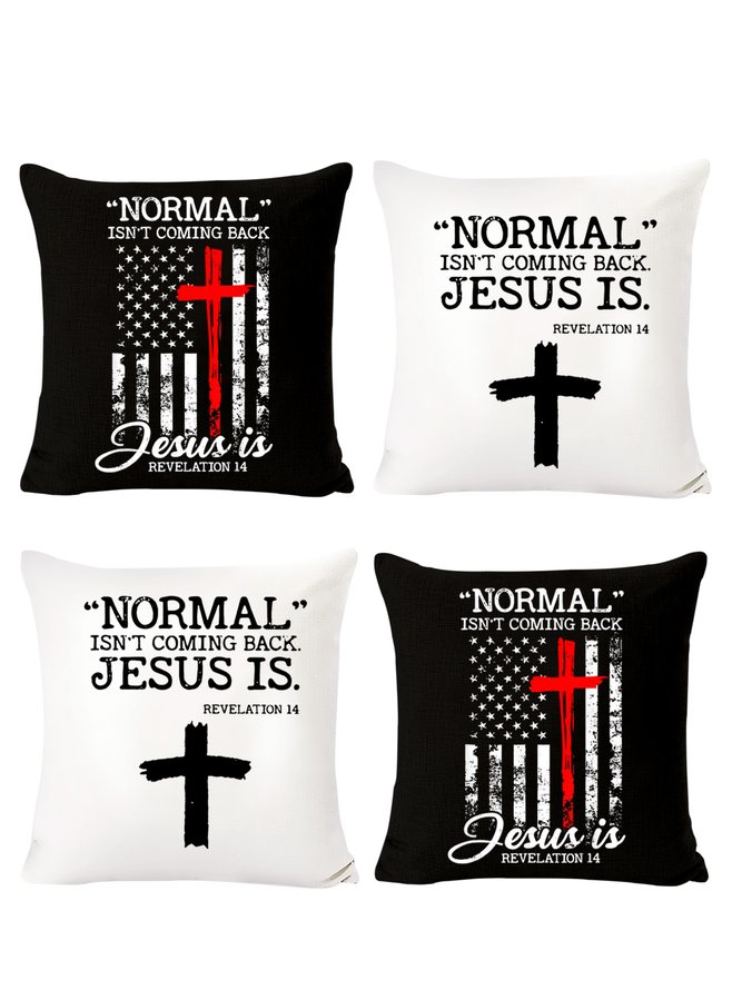 18x18 Inch Set of 4 Pillow Covers, Jesus Backrest Cushion Decorations for Home