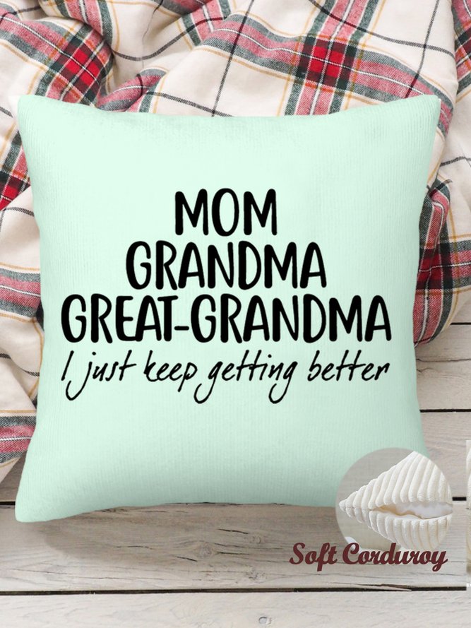 18*18 Throw Pillow Covers, Soft Corduroy Gift For Great-Grandma Mom Grandma Great-Grandma Cushion Pillowcase Case for Living Room