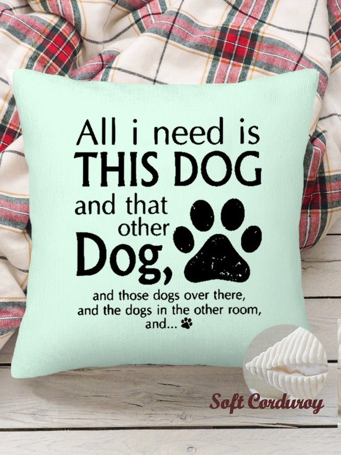 18*18 Throw Pillow Covers, Dog Soft Corduroy Cushion Pillowcase Case For Living Room