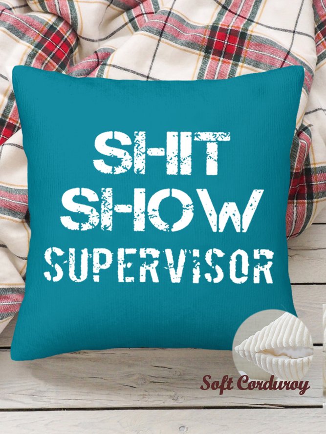 18*18 Throw Pillow Covers, Funny Word Corduroy Cushion Pillowcase Case for Living Room