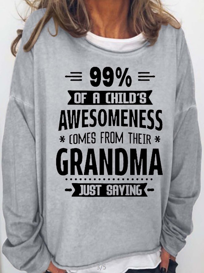 Women's Funny Grandma Grandkid Casual Letters Sweatshirt