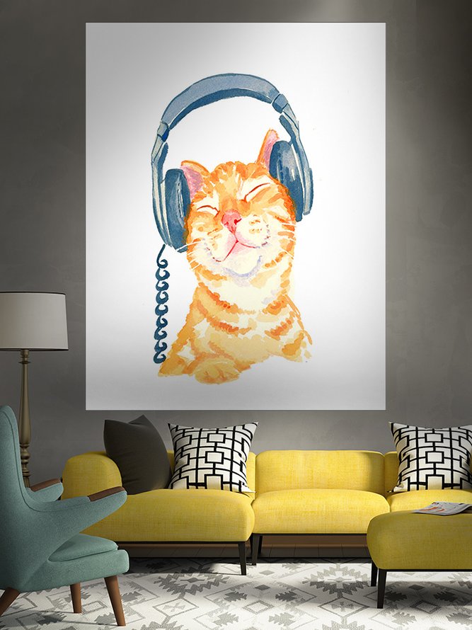 51x60 Animal Cat Tapestry Fireplace Art For Backdrop Blanket Home Festival Decor