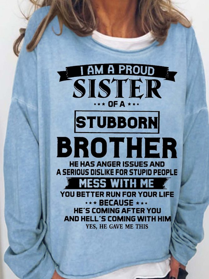 Women's Funny Gift For Sister Casual Crew Neck Sweatshirt