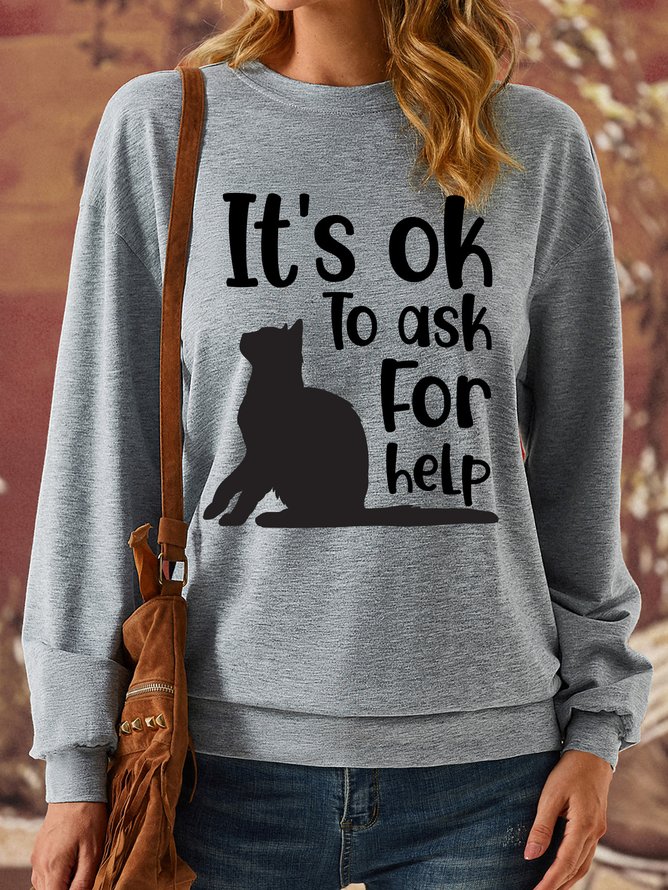 Lilicloth X Jessanjony Cat It's Ok To Ask For Help Women's Sweatshirt