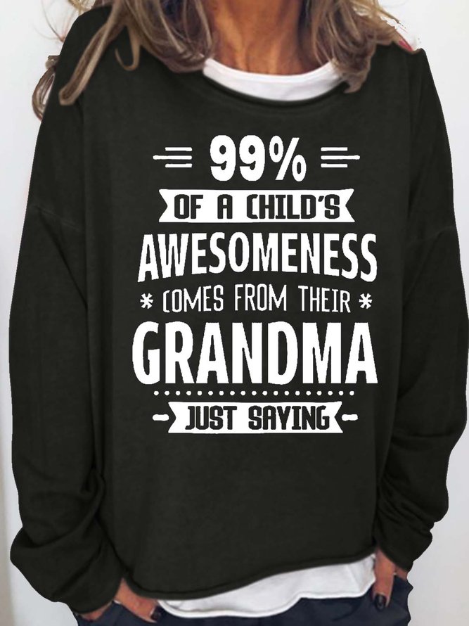 Women's Funny Grandma Grandkid Casual Letters Sweatshirt