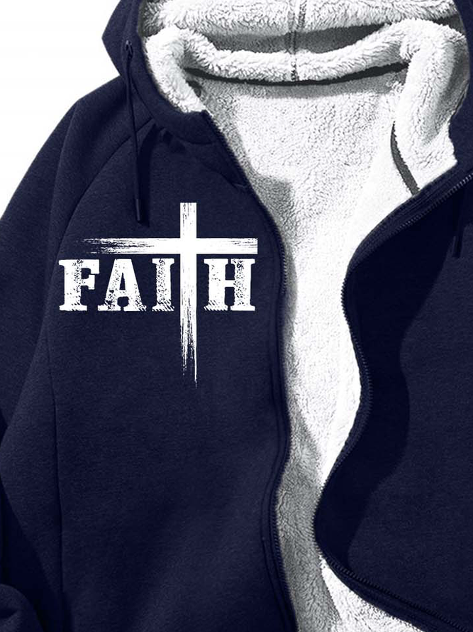 Men’s Faith Cross Hoodie Loose Casual Text Letters Sweatshirt