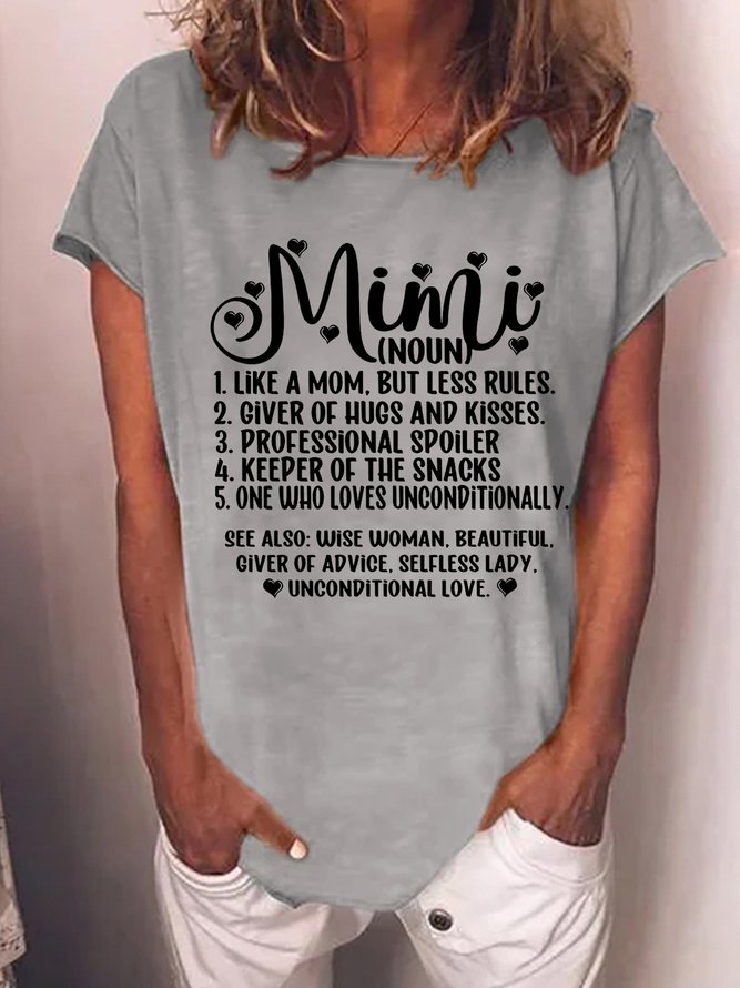 Women's Mimi Grandma Casual Crew Neck Heart T-Shirt