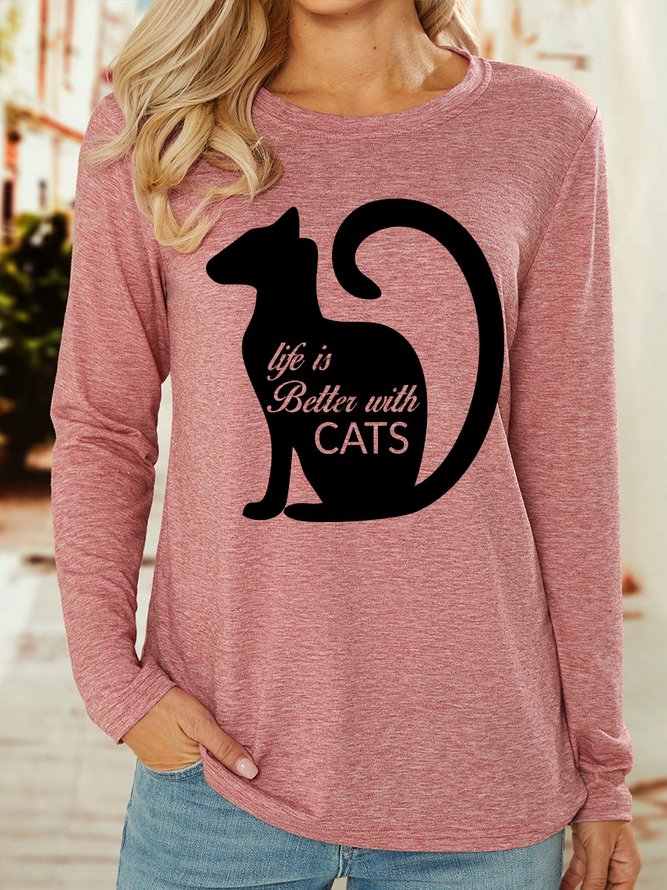 Lilicloth X Y Life Is Better With Cats Womens Long Sleeve T-Shirt