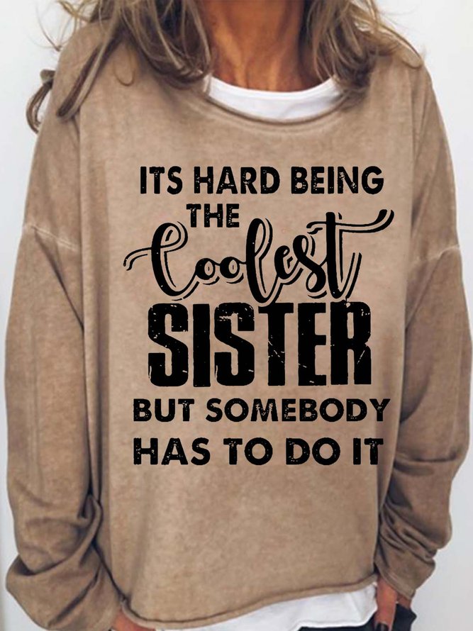 Women's Funny Sister Crew Neck Casual Letters Sweatshirt