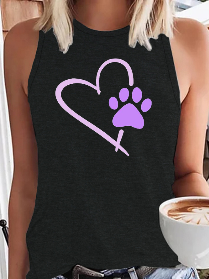 Women;s Heart Dog Paws Funny Casual Knit