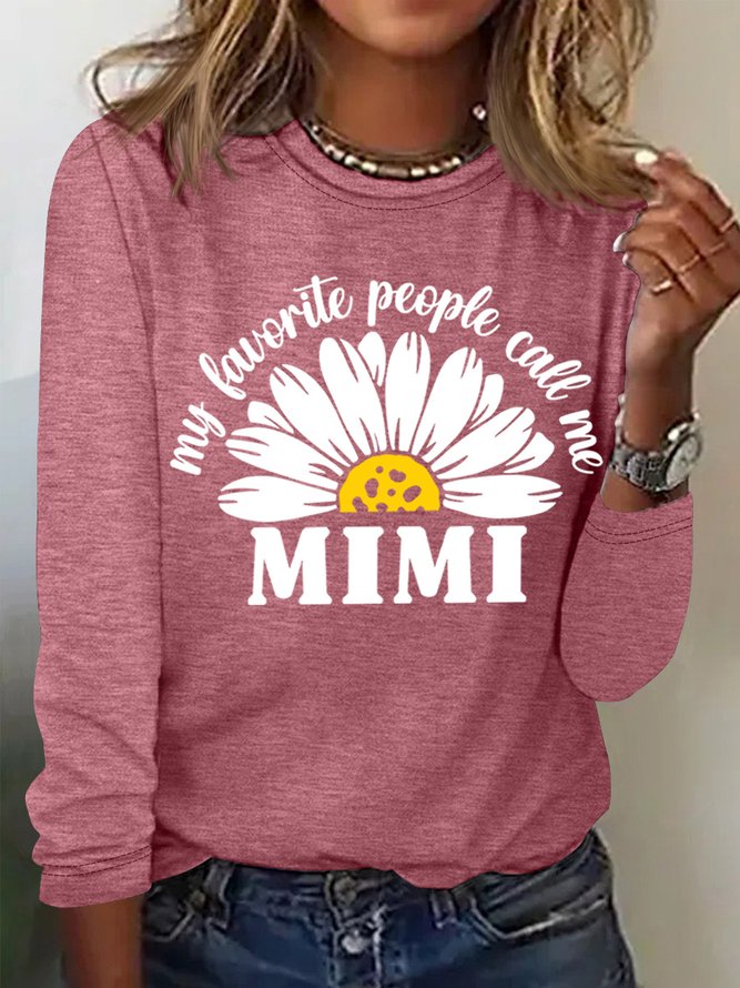 My Favorite People Call Me Mimi With Daisy Women's Long Sleeve T-Shirt