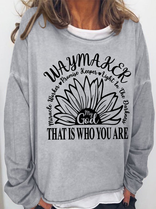 Women's Waymaker Miracle Worker Sunflower Loose Simple Sunflower Sweatshirt