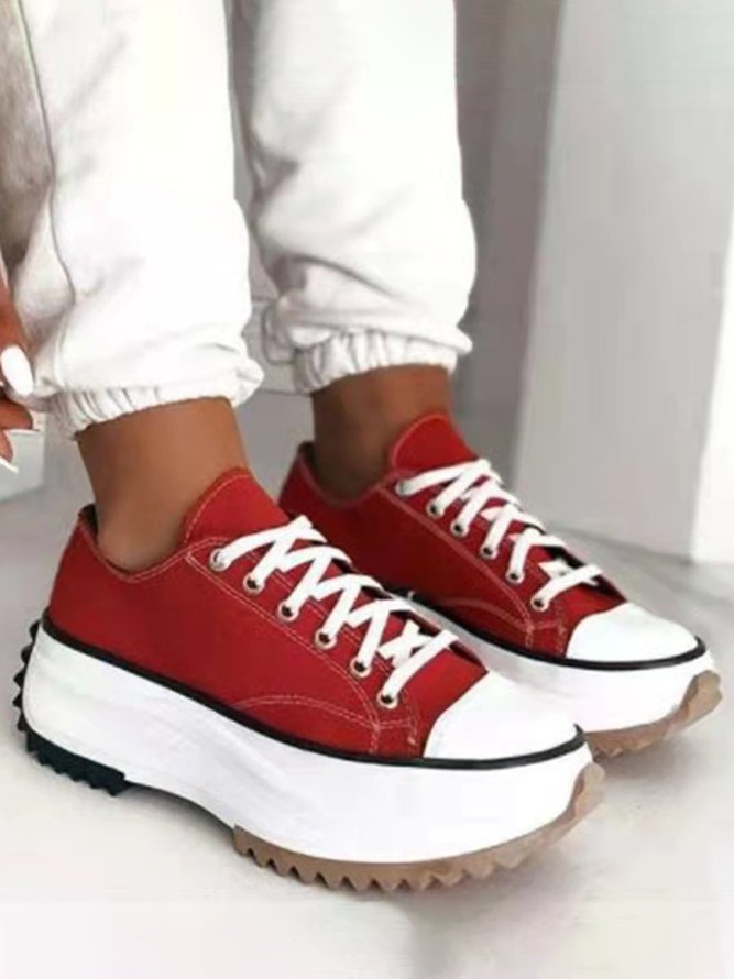 Lightweight Platform Casual Lace-Up Canvas Shoes