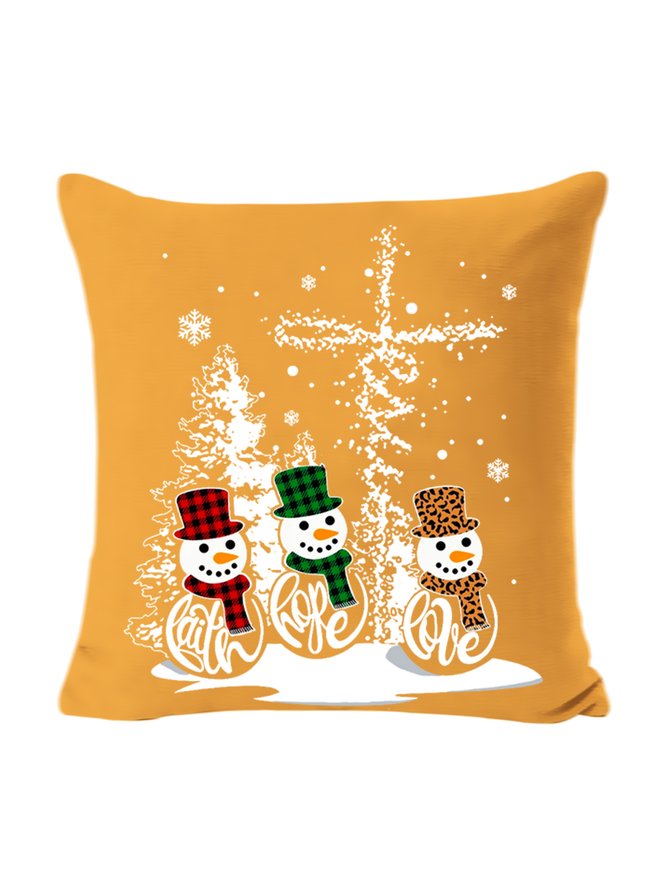 18*18 Snowman Christmas Backrest Cushion Pillow Covers Decorations For Home