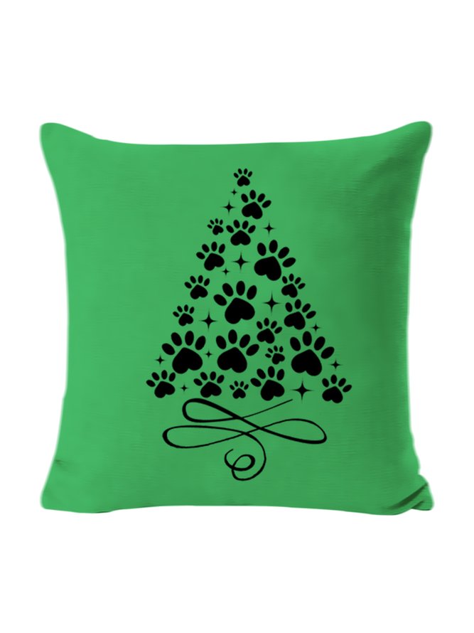 18*18 Christmas Tree With Paws CrewBackrest Cushion Pillow Covers Decorations For Home