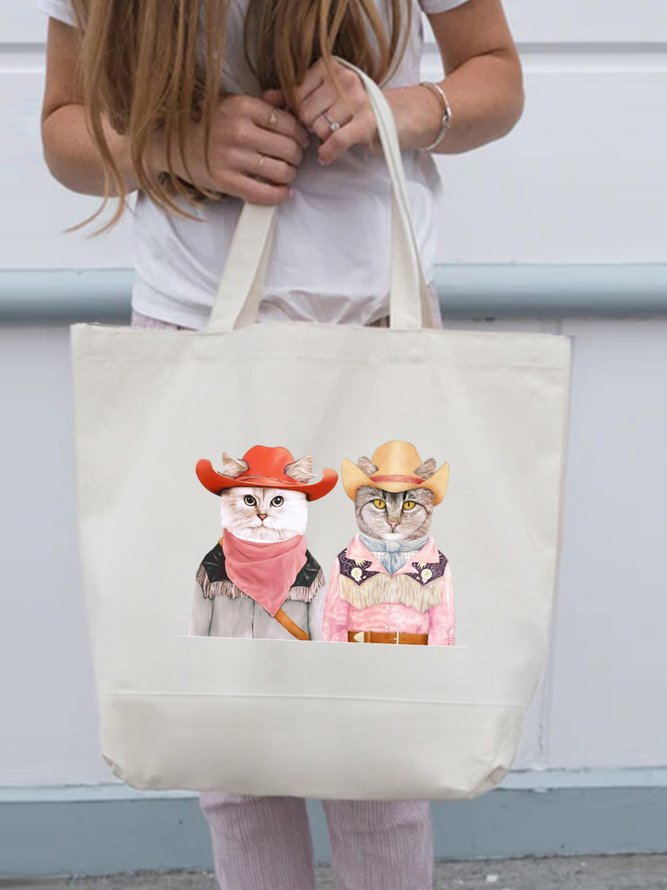 Cute Cowboy Cat Animal Graphic Shopping Tote