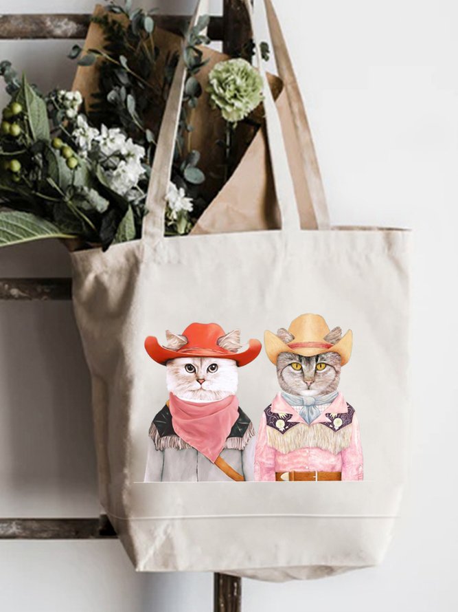 Cute Cowboy Cat Animal Graphic Shopping Tote