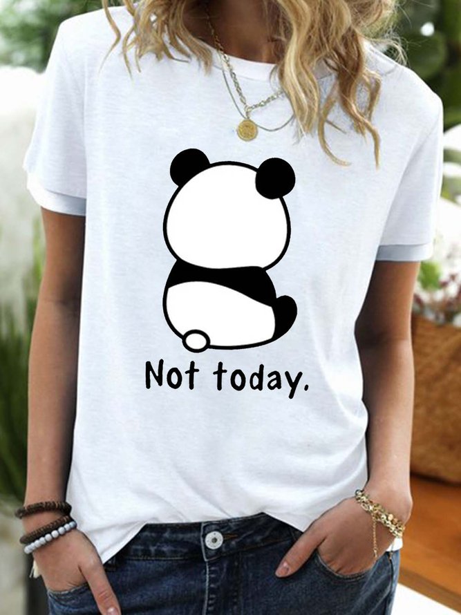 Women's Cute Panda Not Today Printed Casual Letters T-Shirt