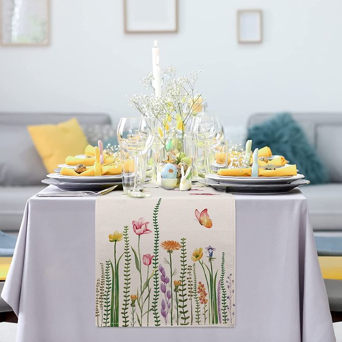 13*72 Tablecloth Floral Butterfly Table Tarps Party Decorations