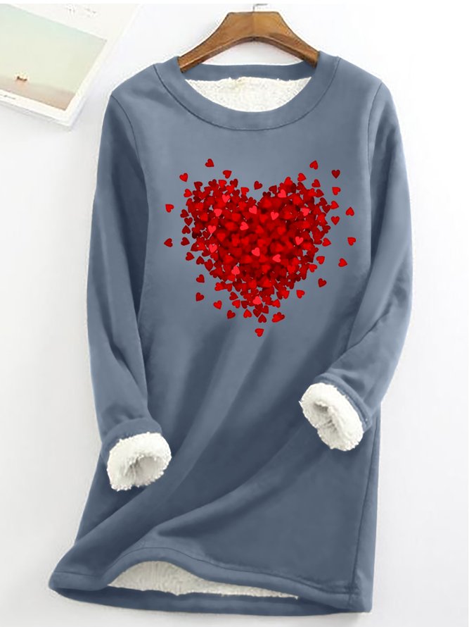 Women's Simple Heart Loose Crew Neck Sweatshirt