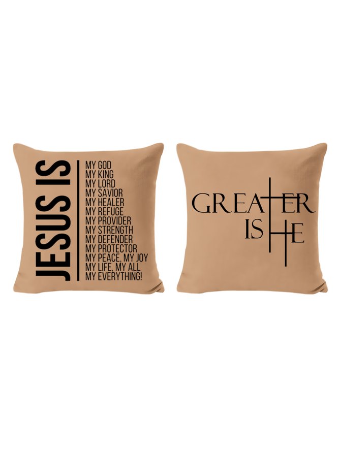 20*20 Set of 2 Greater Is He Cross Jesus is my god Backrest Cushion Pillow Covers, Decorations For Home