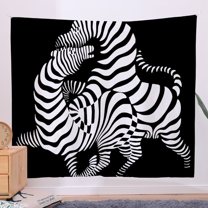 51x60 Bedroom Animal Zebra Tapestry Fireplace Art For Backdrop Blanket Home Festival Decor