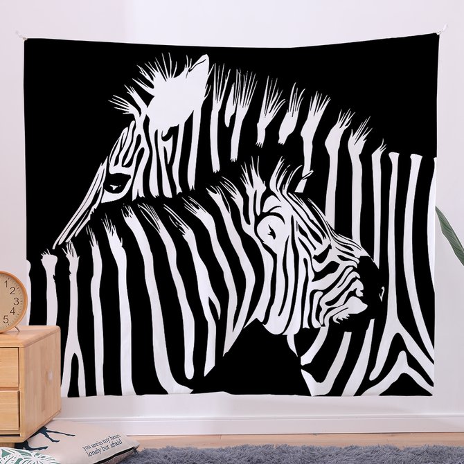 51x60 Bedroom Animal Zebra Tapestry Fireplace Art For Backdrop Blanket Home Festival Decor